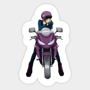 Beautiful motorcycle woman Sticker